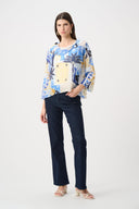 Joseph Ribkoff Tropical Print Boxy Top With Cowl Neck Style 262151