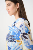 Joseph Ribkoff Tropical Print Boxy Top With Cowl Neck Style 262151