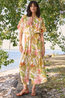 Joseph Ribkoff Tropical Print Fit And Flare Dress Style 262177 - beige-multi / m-l Joseph Ribkoff Tropical Print Fit And Flare Dress Style 262177 - beige-multi / m-l
