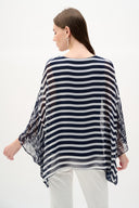 Joseph Ribkoff Stripe & Conversational Print Poncho Top Style 262188