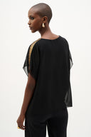 Joseph Ribkoff Chiffon Poncho Top With Sequin Shoulder Detail Style 262198