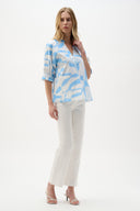 Joseph Ribkoff Geometric Print Straight Top With Puff Sleeves Style 262199
