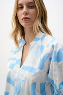 Joseph Ribkoff Geometric Print Straight Top With Puff Sleeves Style 262199