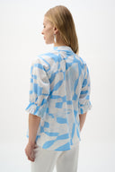 Joseph Ribkoff Geometric Print Straight Top With Puff Sleeves Style 262199