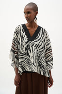 Joseph Ribkoff Sheer Woven Animal Print And Silky Knit Poncho Top Style 262203
