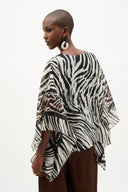 Joseph Ribkoff Sheer Woven Animal Print And Silky Knit Poncho Top Style 262203