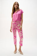 Joseph Ribkoff Floral Print Pull-On Cropped Pants Style 262205