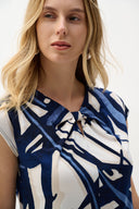 Joseph Ribkoff Abstract Print Fitted Top Style 262216