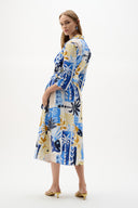Joseph Ribkoff Stretch Cotton Tropical Print A-Line Wrap Dress Style 262225