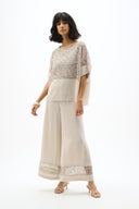 Joseph Ribkoff Pull-On Culotte Pants With Sequined Mesh Inserts Style 262253