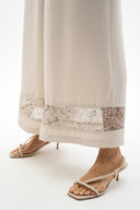 Joseph Ribkoff Pull-On Culotte Pants With Sequined Mesh Inserts Style 262253