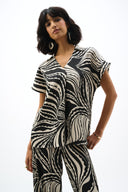 Joseph Ribkoff Bubble Satin Abstract Print Boxy Top Style 262255