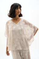 Joseph Ribkoff Chiffon Jacquard Dot Print Poncho Top Style 262258