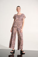 Joseph Ribkoff Pleated Animal Print Pull-On Wide Leg Pants Style 262619
