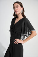Joseph Ribkoff Wrap Wide Leg Jumpsuit With Rhinestone Trim Style 262716