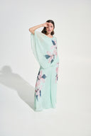 Joseph Ribkoff Chiffon Floral Print Pleated Poncho Top Style 262724