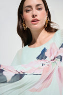 Joseph Ribkoff Chiffon Floral Print Pleated Poncho Top Style 262724