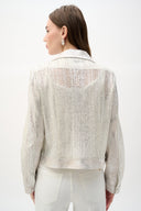 Joseph Ribkoff Faux Suede Foiled Knit Moto Jacket Style 262902
