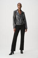 Joseph Ribkoff Faux Suede Foiled Moto Jacket Style 262902