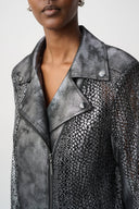 Joseph Ribkoff Faux Suede Foiled Moto Jacket Style 262902