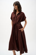Joseph Ribkoff Linen Blend Fit & Flare Shirt Dress With Sash Style 262907