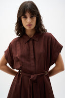 Joseph Ribkoff Linen Blend Fit & Flare Shirt Dress With Sash Style 262907