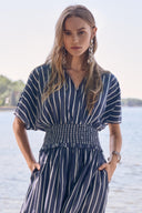 Joseph Ribkoff Flowy Stripe Print Fit & Flare Dress Style 262912