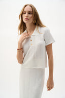 Joseph Ribkoff Textured Sweater Knit Short Sleeve Shirt Style 262926
