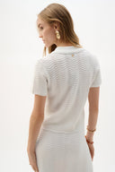 Joseph Ribkoff Textured Sweater Knit Short Sleeve Shirt Style 262926