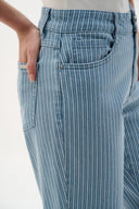 Joseph Ribkoff Cotton Denim Stripe Print Straight Jeans Style 262934