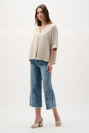 Joseph Ribkoff Linen Straight Top With V-notch neckline Style 262939