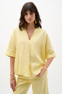 Joseph Ribkoff Linen Straight Top With V-notch neckline Style 262939
