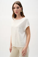 Joseph Ribkoff Viscose Sweater Knit Top With Embroidered Flowers Style 262942
