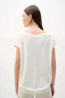 Joseph Ribkoff Viscose Sweater Knit Top With Embroidered Flowers Style 262942