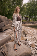 Joseph Ribkoff Linen Blend Animal Print A-Line Blouse Style 262943