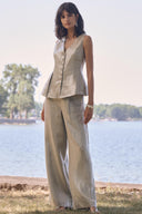 Joseph Ribkoff Foiled Linen Peplum Vest Style 262944