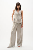 Joseph Ribkoff Foiled Linen Peplum Vest Style 2629444.
