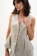Joseph Ribkoff Foiled Linen Peplum Vest Style 262944