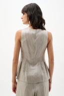 Joseph Ribkoff Foiled Linen Peplum Vest Style 2629444