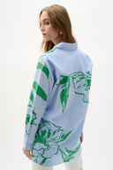 Joseph Ribkoff Cotton Stripe Floral Print Boxy Blouse Style 262951