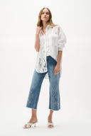 Joseph Ribkoff Cotton Lace Boxy Blouse With Embroidery Style 262952
