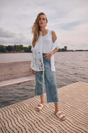Joseph Ribkoff Cotton Lace Boxy Blouse With Embroidery Style 262952