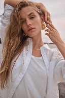 Joseph Ribkoff Cotton Lace Boxy Blouse With Embroidery Style 262952