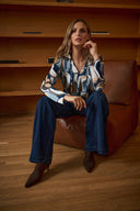 Joseph Ribkoff Satin Geometric Top Style 263071