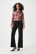 Joseph Ribkoff Textured Satin Animal-Print Cowl Top Style 263003
