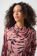 Joseph Ribkoff Textured Satin Animal-Print Cowl Top Style 263003