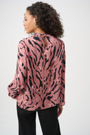 Joseph Ribkoff Textured Satin Animal-Print Cowl Top Style 263003
