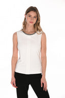 Frank Lyman Chic Jeweled Keyhole Sleeveless Top Style 263019