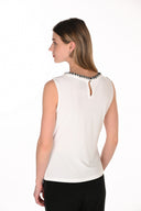 Frank Lyman Chic Jeweled Keyhole Sleeveless Top Style 263019