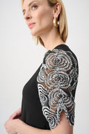 Joseph Ribkoff Silky Knit Novelty Sleeve Top Style 263028